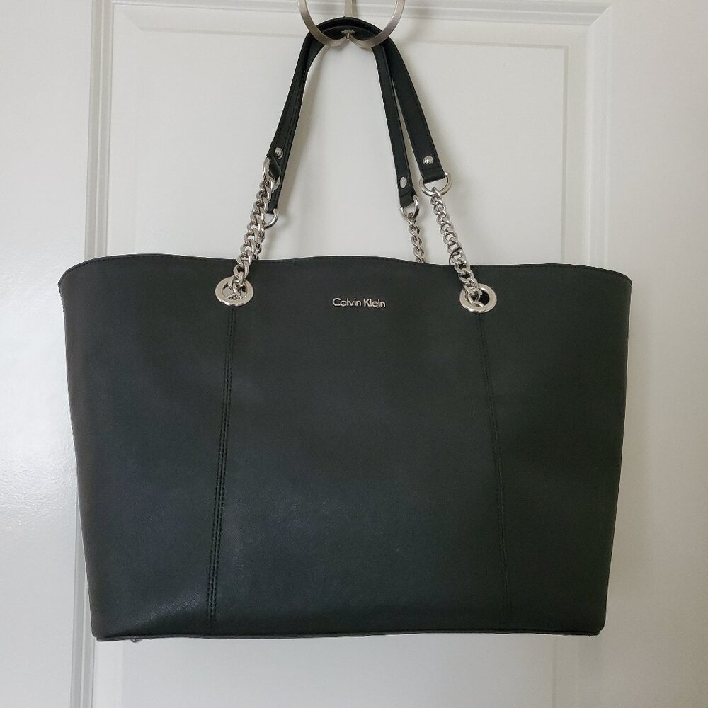 Calvin Klein black Large Leather tote